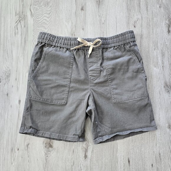 gray canvas casual activewear medium length drawstring shorts | MENS M - Picture 1 of 8